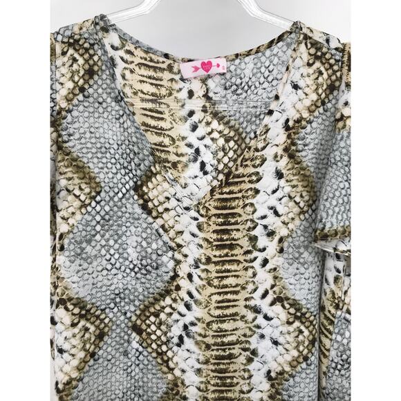 Buddy Love Snake Print Semi Sheer Flutter Sleeve Blouse Size S - Picture 2 of 7